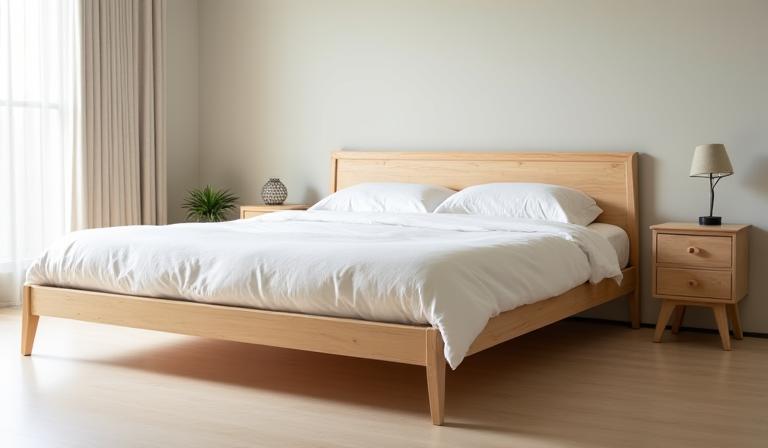 ヒノキ製シンプルベッドフレーム